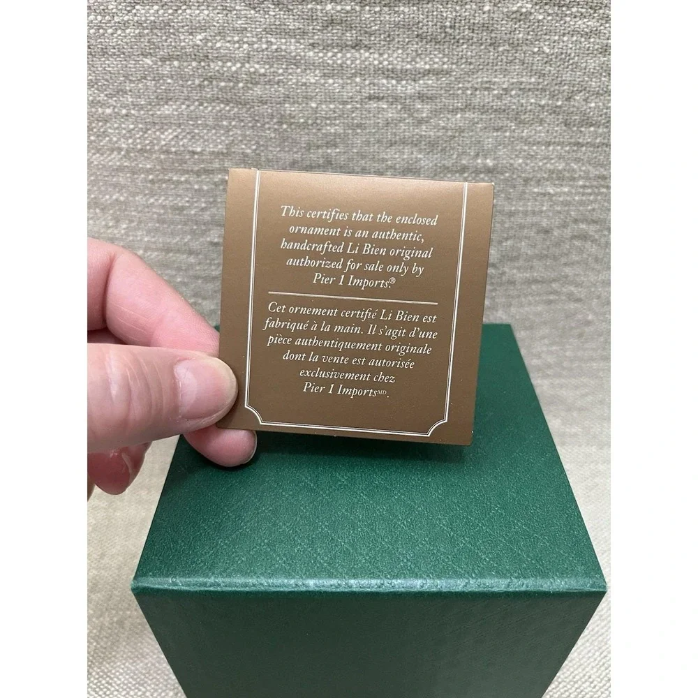Reverse Hand Paint Teardrop Christmas Ornament Winter Bird Holly Pier 1 Li Bien